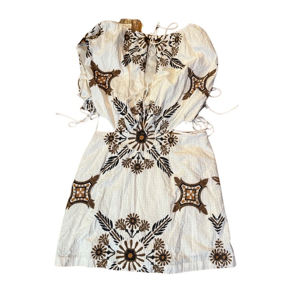 Free People NWT Sardinia Cut-out Detail Mini Dress In Ivory-white - Picture 9 of 15